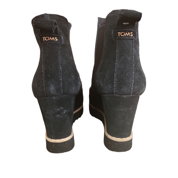 Tom's Maddie wedge boot leather black suede size 7 - Picture 6 of 12